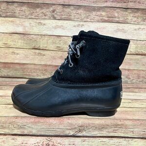 Sperry Black Suede Saltwater Duck Boots
